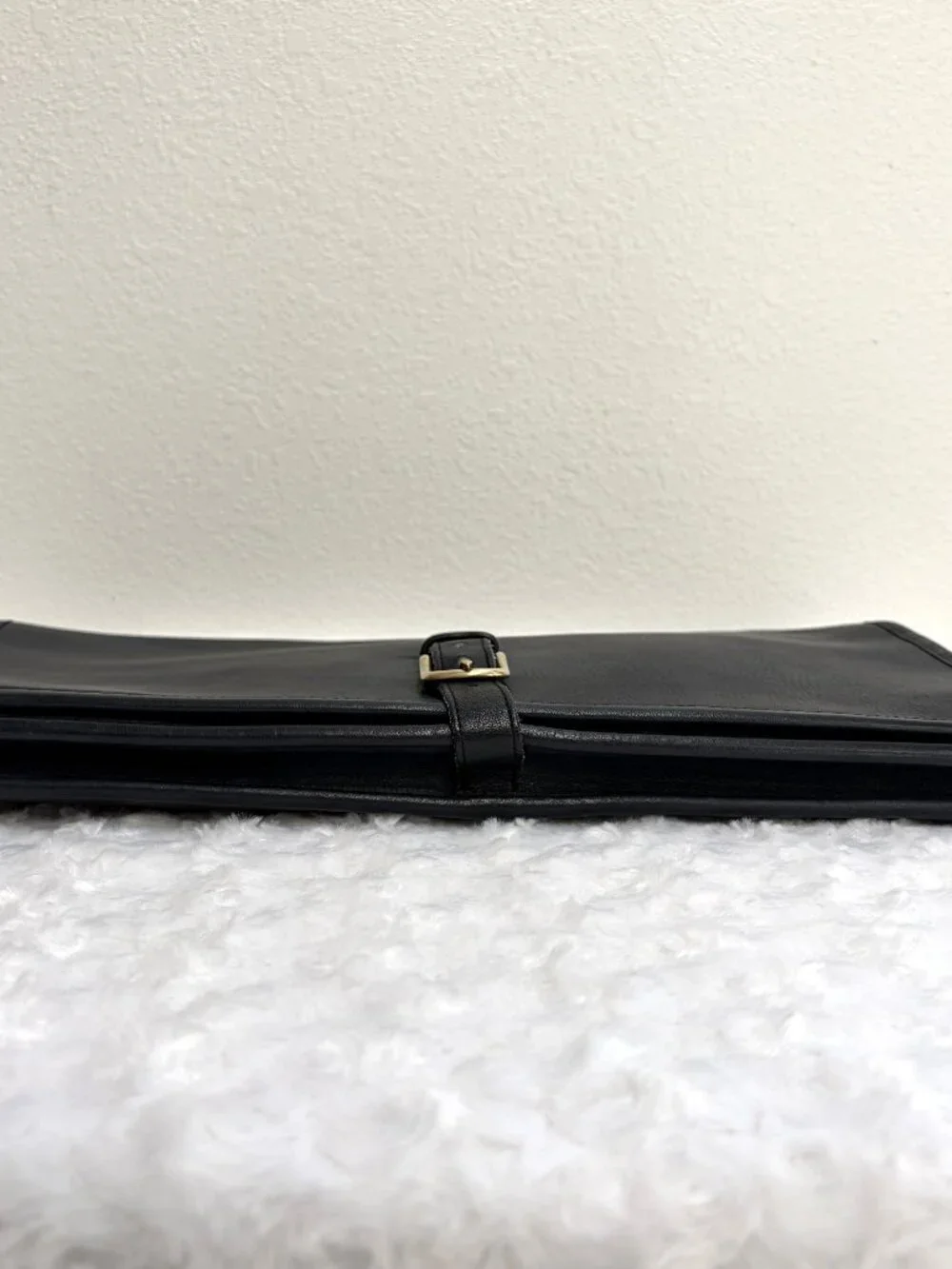 Rare Vintage Coach Buckled Clutch Long 9610 in Navy Leather - NYC made 1977, EVC
